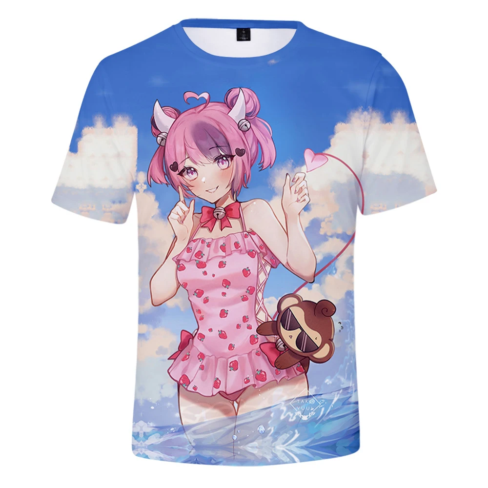 Hololive VTuber Ironmouse Tshirt Crewneck Short Sleeve Women Men T-shirt Harajuku Streetwear Casual Style 3D Clothes