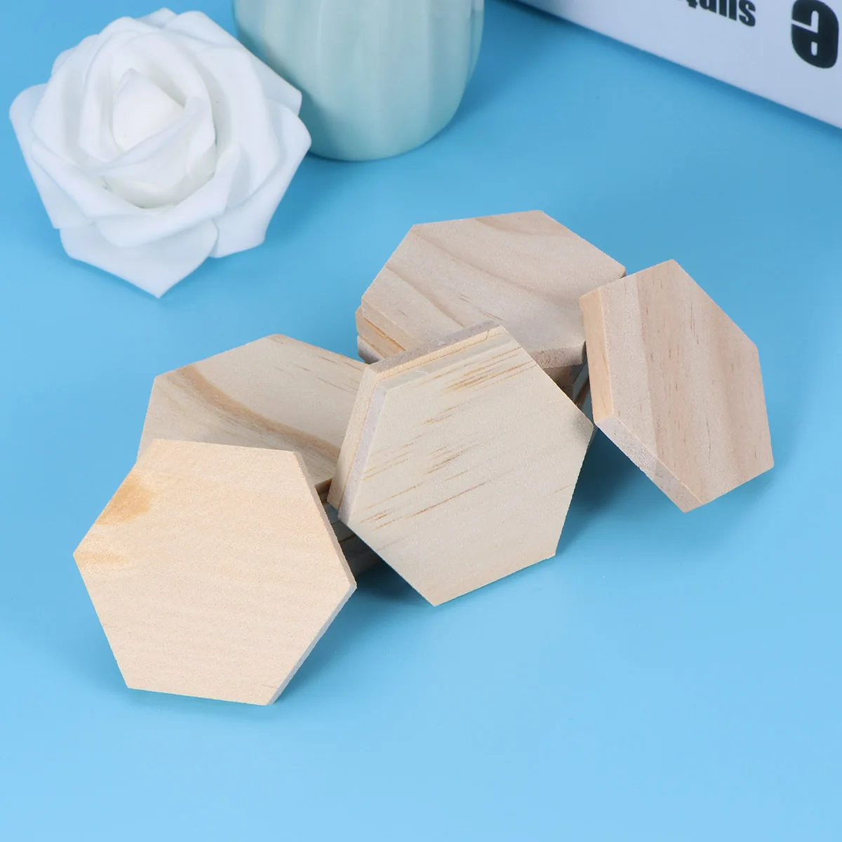 

25 pcs Wooden Hexagon Slices 5 Cm Natural Wood Discs For Diy Craft Painting Home Wedding Decorative Ornaments Wood Slices
