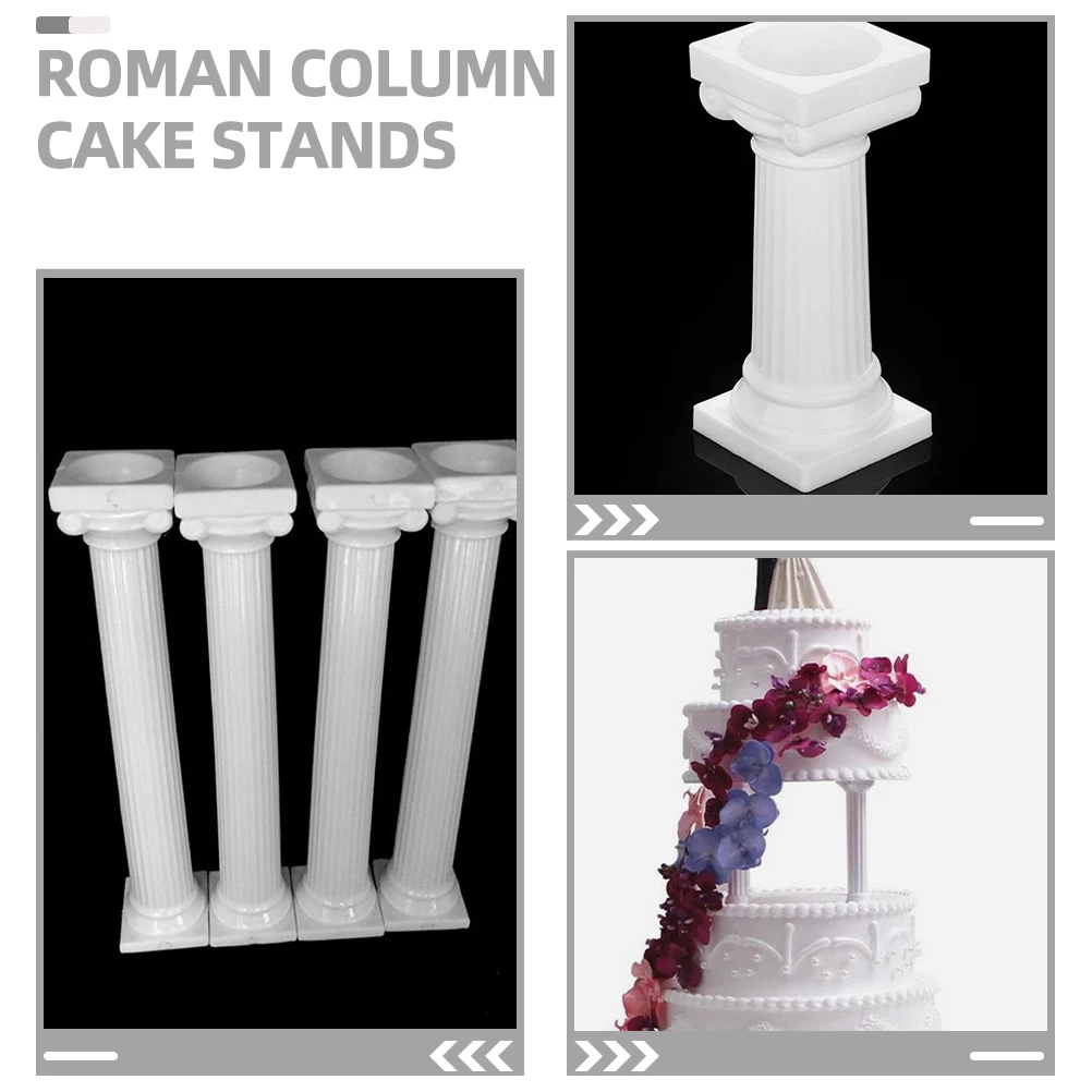 

16pcs Cake Kit Support Columns Tiered Stands White Plastic Pillars Roman Dowels Layered Food Display Cake Base