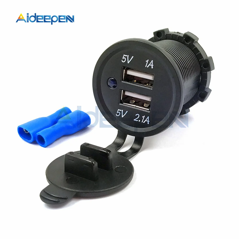 Auto Car-Styling Vehicle Charger 5V 3.1A Dual USB Charging Socket Adapter Power Outlet for 12V 24V Motorcycle Car LED