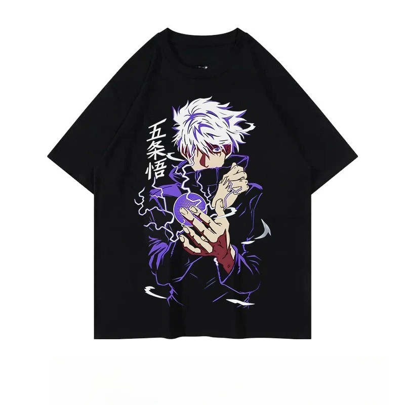 Spellcraft Revenge Five-Zen Ushiro V-neck Cotton T-Shirt - Summer Japanese Anime 2D  Printed Clothing for Both Men and Women