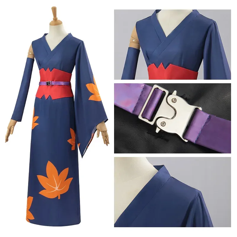 Новый костюм кимоно для косплея, аниме Gintama Tsukuyo, сексуальное платье с кленовым листом для женщин и девочек, одежда для выставки в стиле комиксов, Хэллоуин 5, 5ftu^