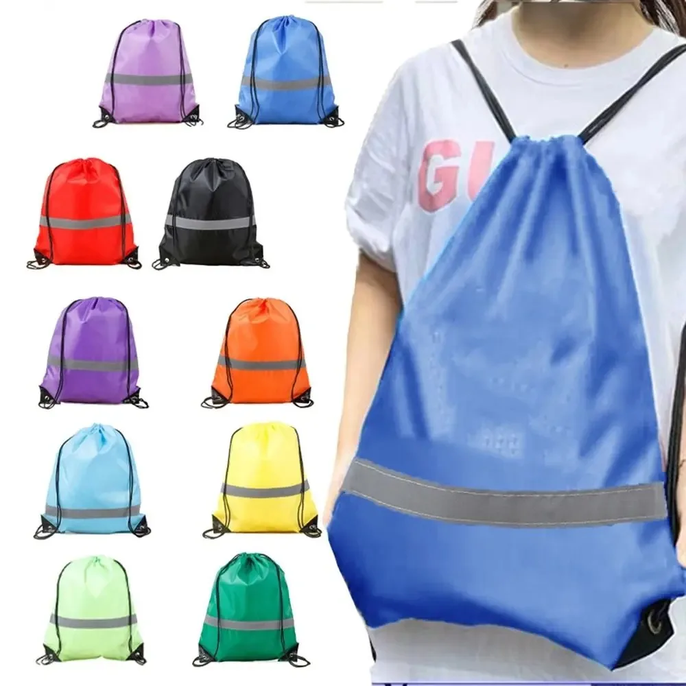 New Ruched Nylon Drawstring Backpacks Canves Sports Fitness Shoulder Bags Large Capacity Students School Bag