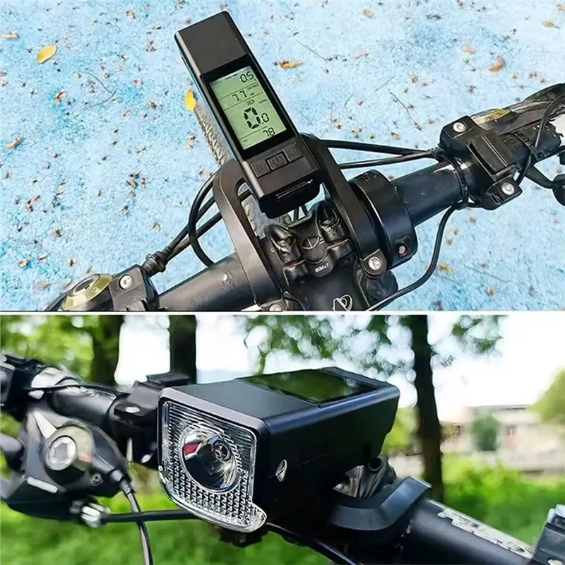 ABKV-GPS Bicycle Front Light With Horn 3 In 1 Wireless Bike Speedometer Computer Headlight Flashlight