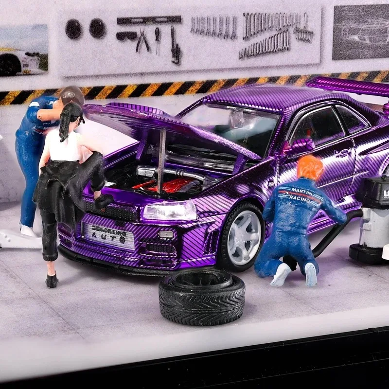 

DEMON KING AUTO 1:64 Skyline GT-R34 Статическая модель автомобиля из сплава, детская праздничная подарочная игрушка, украшение для коллекции для взрослых.