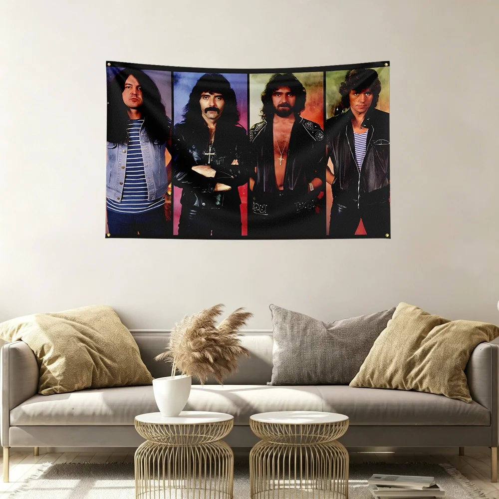 B-Black S-Sabbaths Flag Banner Vivid Color Fade Resistant With Metal Grommets Outdoor Garden Indoor Dorm Room Wall Hanging Decor
