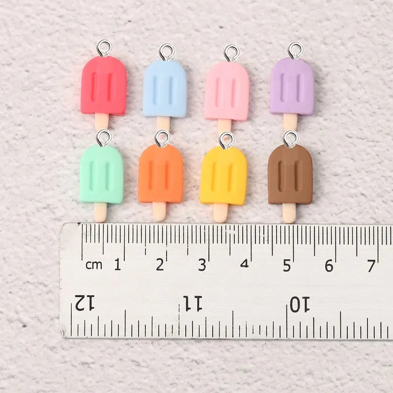 10Pcs Simulation Kawaii Popsicle Resin Pendant DIY Earrings Necklace Pendants Bracelet Keychain Decoration Flat Back Resin