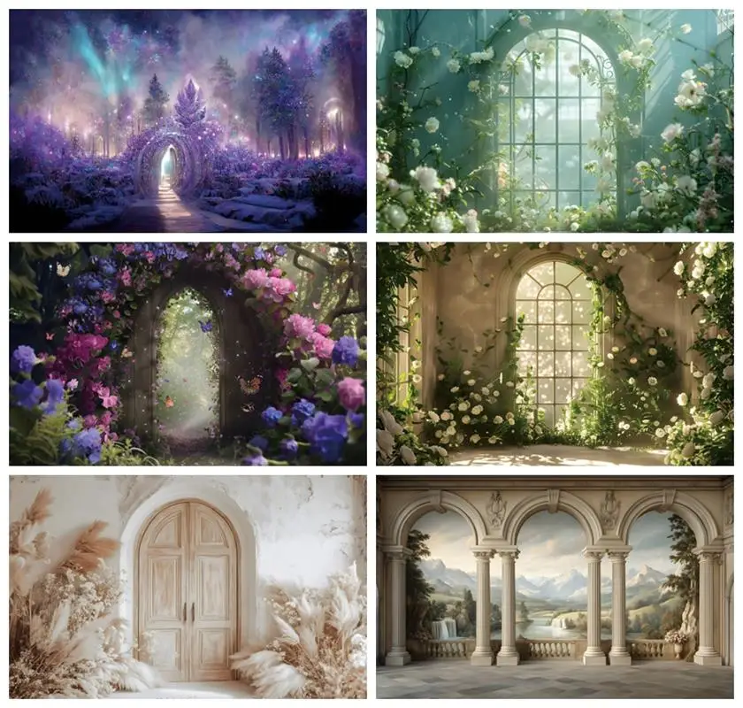 

Laeacco Spring Enchanted Garden Backdrop Fairytale Forest Floral Butterfly Girl Kids Birthday Portrait Photography Background