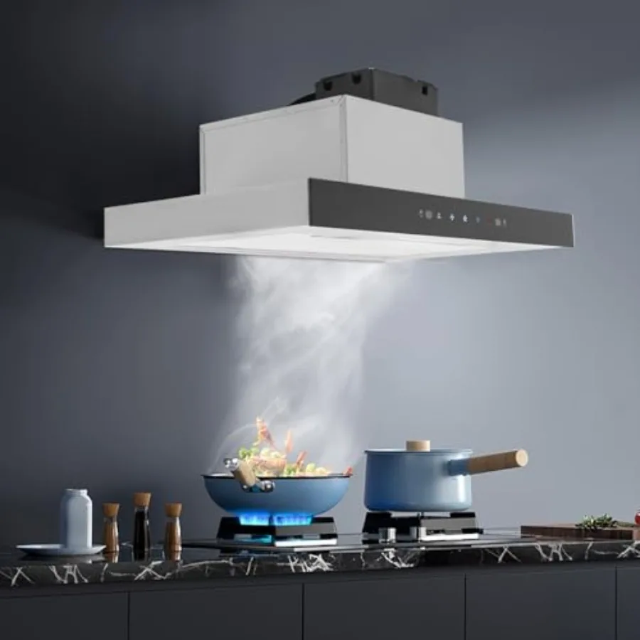 شفاط فوق الخزانة مقاس 23 بوصة لتهوية المطبخ ومروحة عادم من الفولاذ المقاوم للصدأ 350CFM مع 3 إعدادات للسرعة وإضاءة LED #4