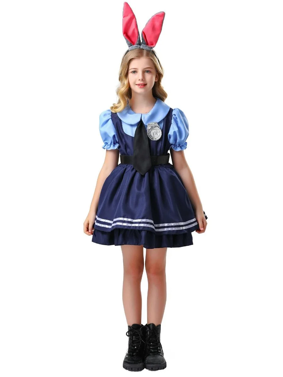 ハロウィンコスチューム ジュディウサギ 警察官 フルセット 大人男性 子供 女性 親子 クレイジーアニマルシティ制服 ポリエステル