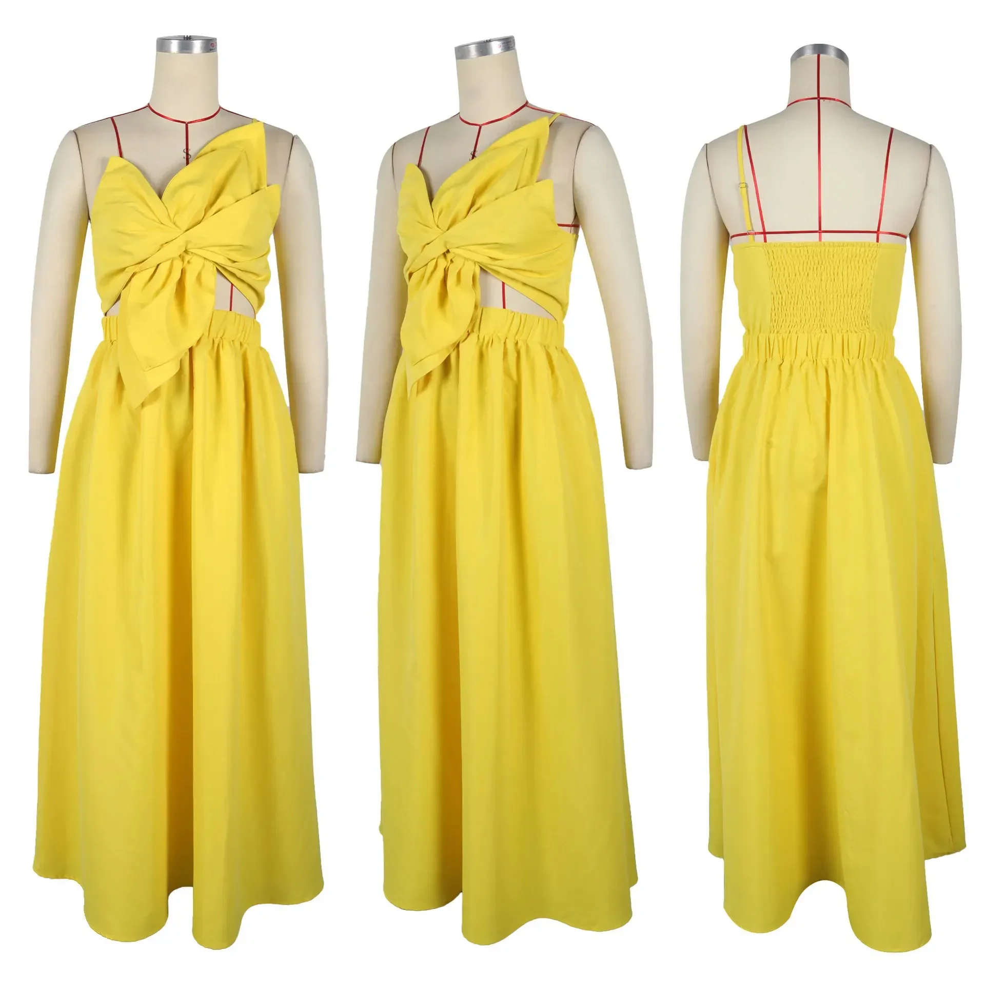 slim fit dress slacks Violaine Mustard Convertible Maxi Dress