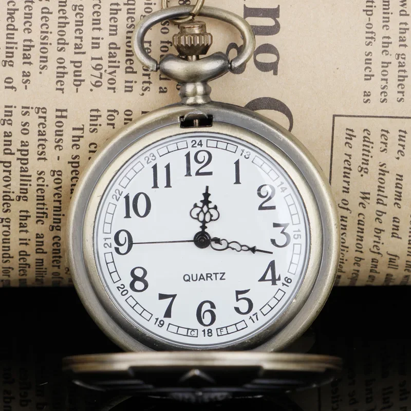 Macau Casino Thema Vintage Brons Quartz Zakhorloge Met Ketting Hanger Voor Mannen En Vrouwen Relojes De Bolsillo