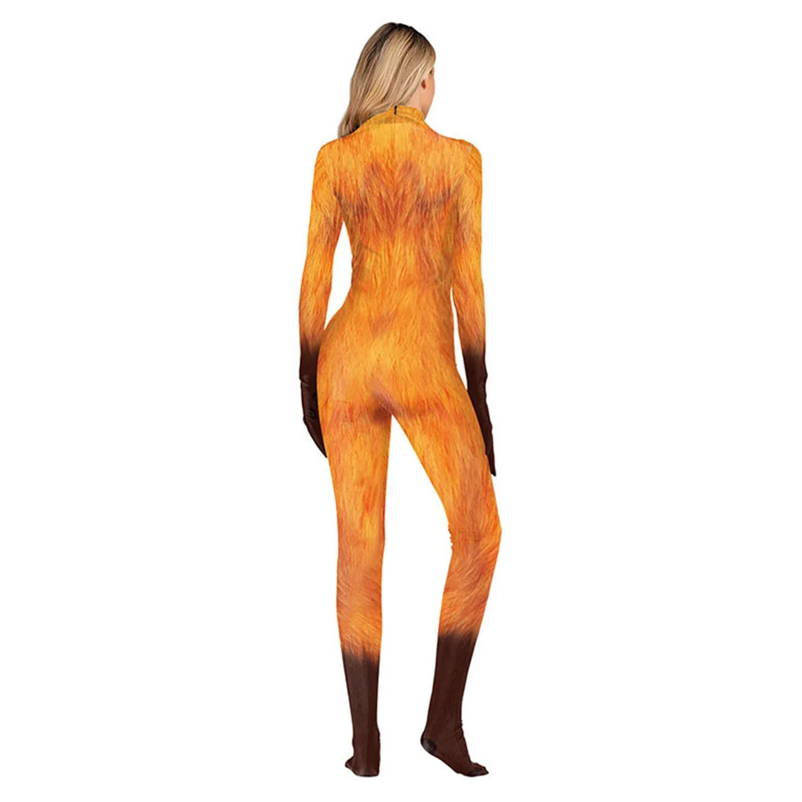 Costumes d'Halloween pour Adultes et Enfants, Combinaisons Cosplay Animal Renard, Vêtements Zentai Musclés Imprimés Anime 3D, 110-190cm