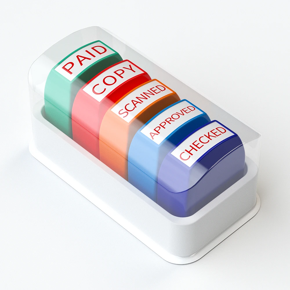 5 مجموعات من الختم المالي نسخة المدفوعة المفصلة المعتمد من اللوازم المكتبية المفضلة واللوازم المالية علامة واضحة علامة حمراء مع مساحة تخزين #5