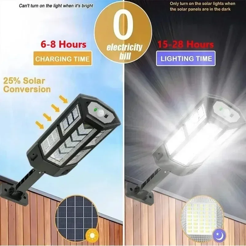 Powerful LED Solar Outdoor Led Courtyard Wall Lamp Rechargeable Human Body Induction Garden Terrace Garage Door Street Lighting
