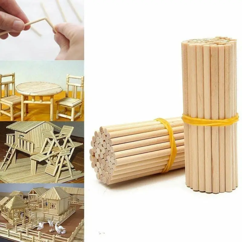 Round Wooden Stick for Crafts Food Ice Lollies and Model Making Cake Dowel DIY Durables Dowel Building Model Woodworking Tool