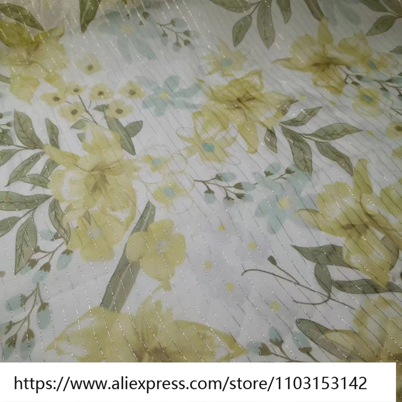 Zomer licht en licht transparant zilver zijde afdrukken 6momme Crinkle Joe stof brede mode-jurk