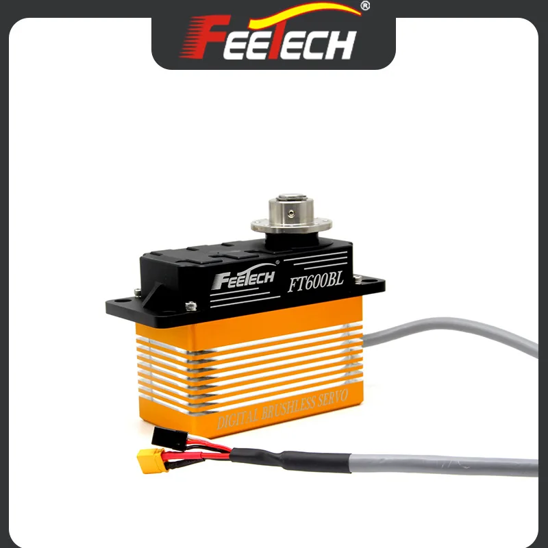 Feite 24V600KG brushless motor all-aluminum shell steel gear 180 degree magnetic coding industrial digital servo steering gear
