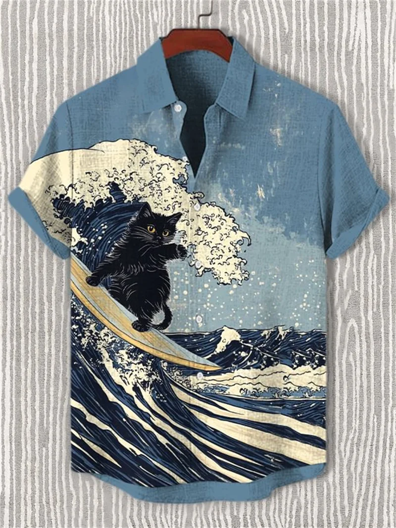 New men's fashionable casual shirt short sleeved top 3D printed pattern clothing 2025 Hawaiian shirt men's shirt
