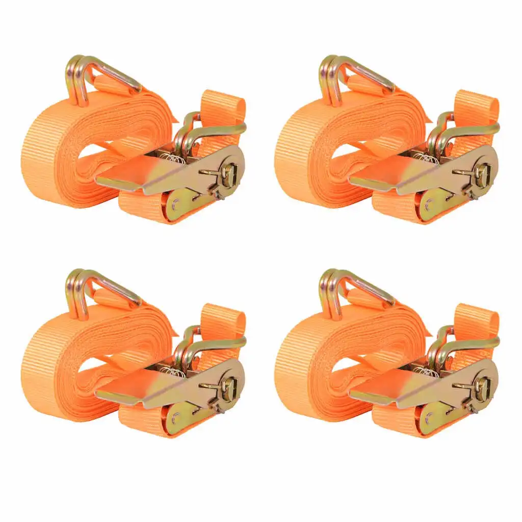 vidaXL Sangles d'arrimage à cliquet orange 0,4 tonne 6 m x 25 mm, sangles de fixation de cargaison, 4 pièces, pour camion, remorque, déménagement, transport