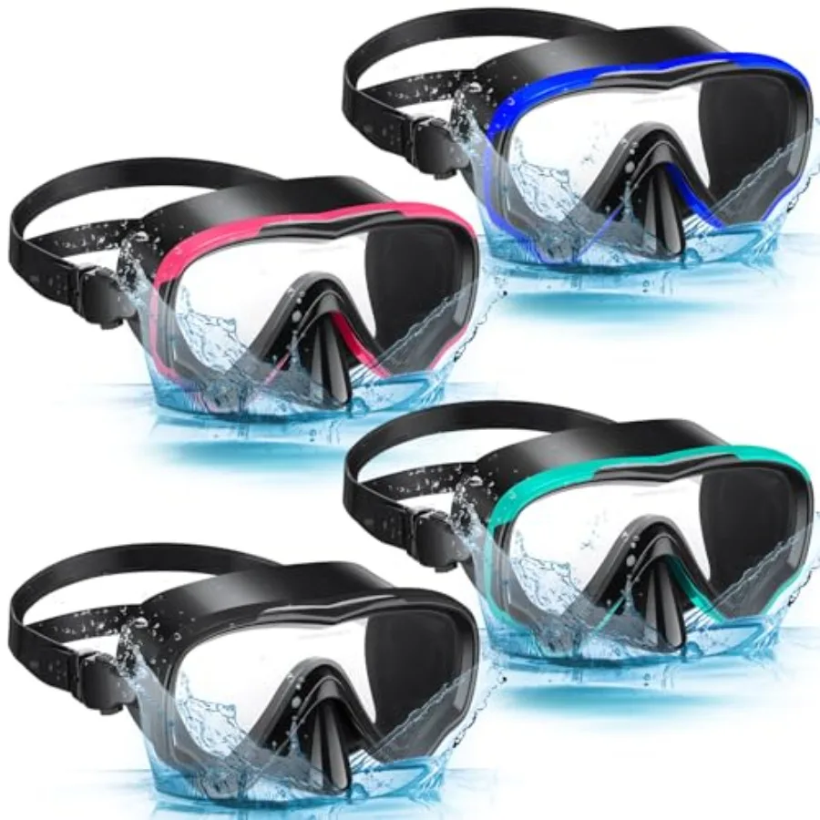 

4 Pcs Snorkeling Goggles for Adults Scuba Diving Mask Anti Fog Dive Mask Snorkeling Gear for Men Women Panoramic Swimming Goggl