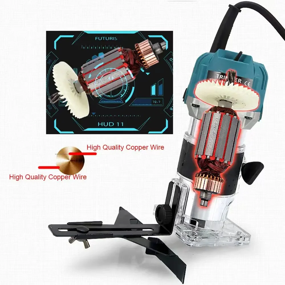 Wood Router Electric Trimmer 800W Woodworking Milling Engraving Slotting Trimming Machine Hand Carving Router Power Tools