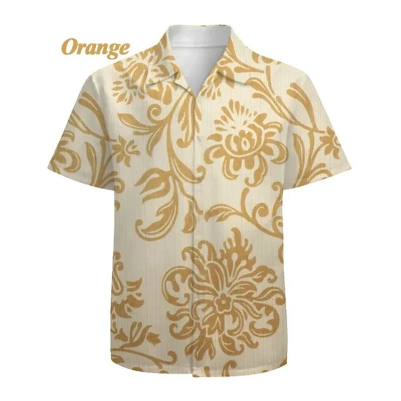 Hawaiian Men's Floral Shirt Summer Geometric Print Short Sleeved Top Oversized Seaside Holiday Single Breasted Casual Clothing