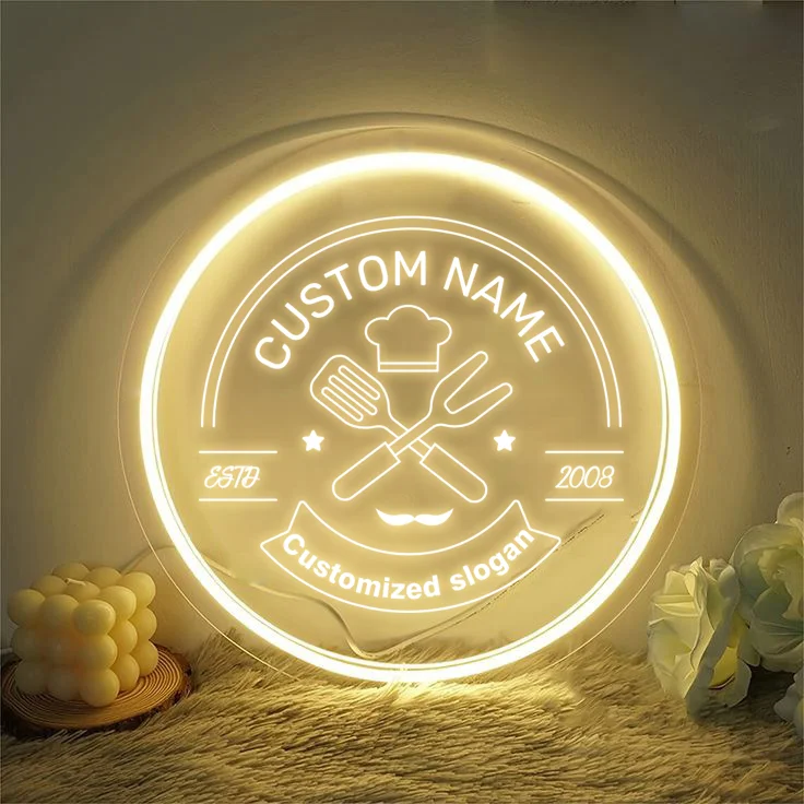 

1PC Round Shape Warm White Customized Text Changeable Coloeful Neon Night Light Acrylic Board Cool Restaurant Hotel KTV Decor