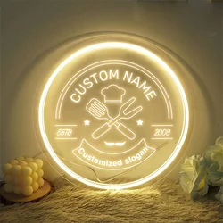 1PC Round Shape Warm White Customized Text Changeable Coloeful Neon Night Light Acrylic Board Cool Restaurant Hotel KTV Decor