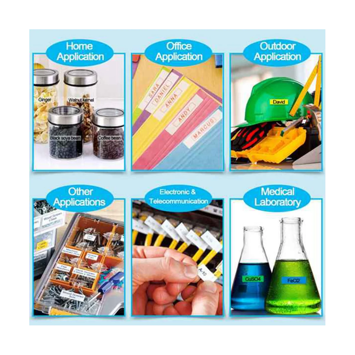 6ชิ้นเทปฉลากสำหรับ letratag-100T -100H Series ผลิตฉลากพิมพ์กระดาษด้วยความร้อน12มม. x 4ม.