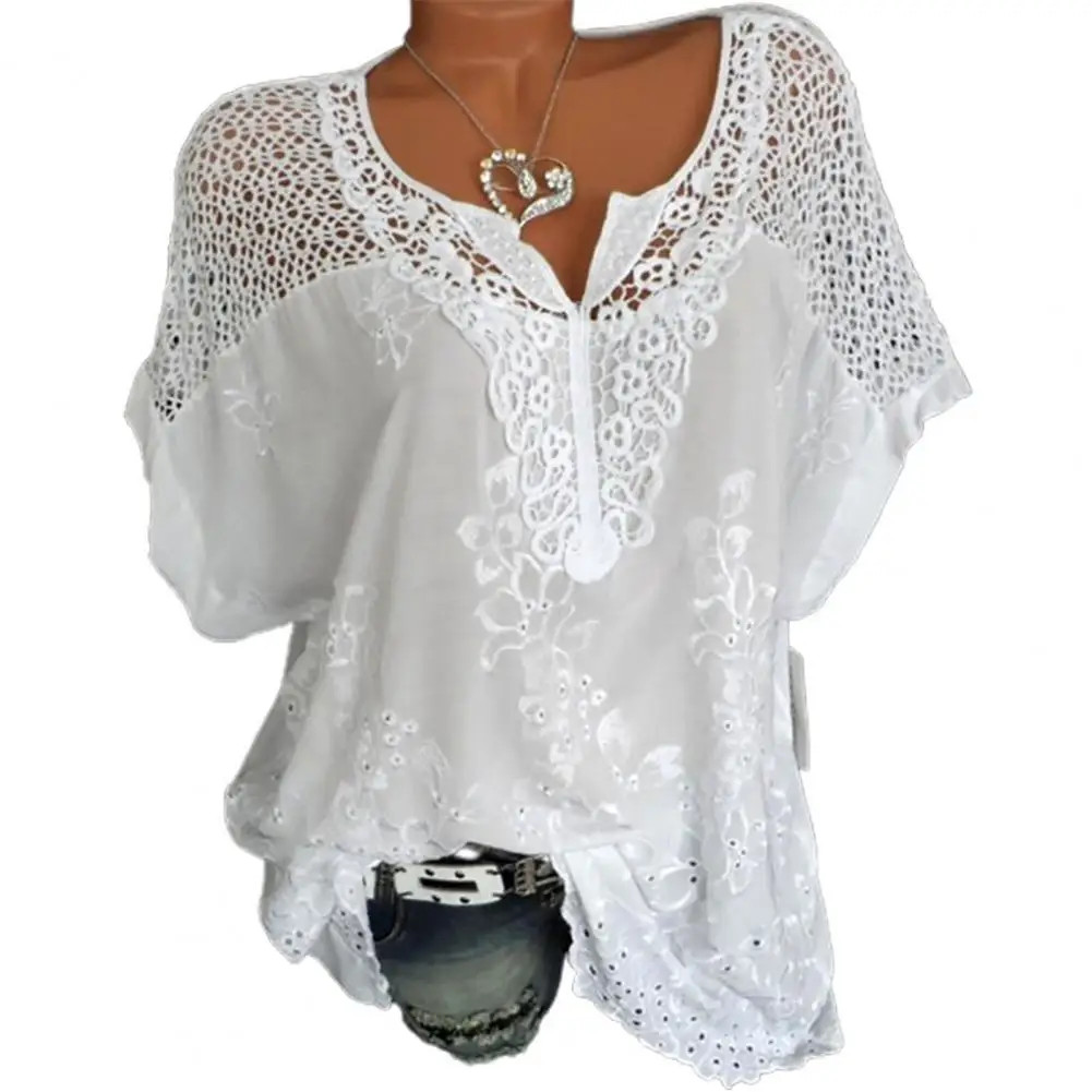 

Women's Lace Hollow Top Crochet Knit Sheer Embroidery Women Lace Blouse Summer Women Teengirl Fairycore Cottagecore Outfit