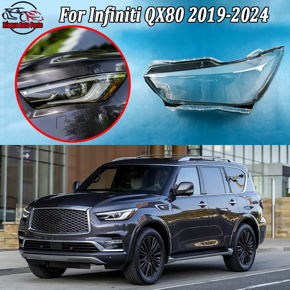 

For Infiniti 2019 2020 2021-2024 QX80 Headlight Cover Shade Headlamp Shell Transparent Lampshade Lens Auto Replacement Parts