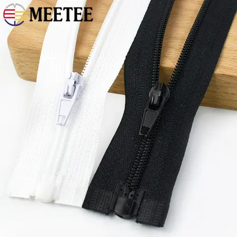 5/10Pcs Meetee 40-300cm 3# Nylon Zipper Black White Open-end Zippers Down Jacket Coat Shoes Auto Lock Zip DIY Sewing Accessories