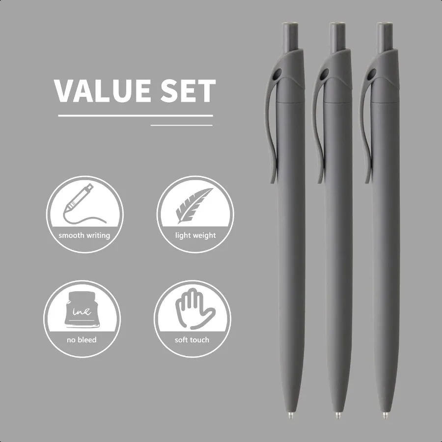 Stifte Bulk 50er Pack No Bleed Grey Barrel Black Ink Click Pens Großhandel Einziehbare Kugelschreiber Stift Mittlere Spitze Glattes Schwarz
