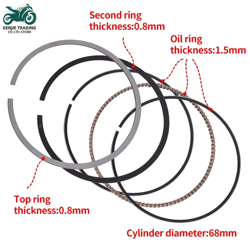 Anéis de pistão para motor de motocicleta, para kawasaki ZX-636 68mm a1p a1h ZX636-A1 2002 ZX636-A1H b1h b2h a1 b1 b2 2003-2004 13008-1210