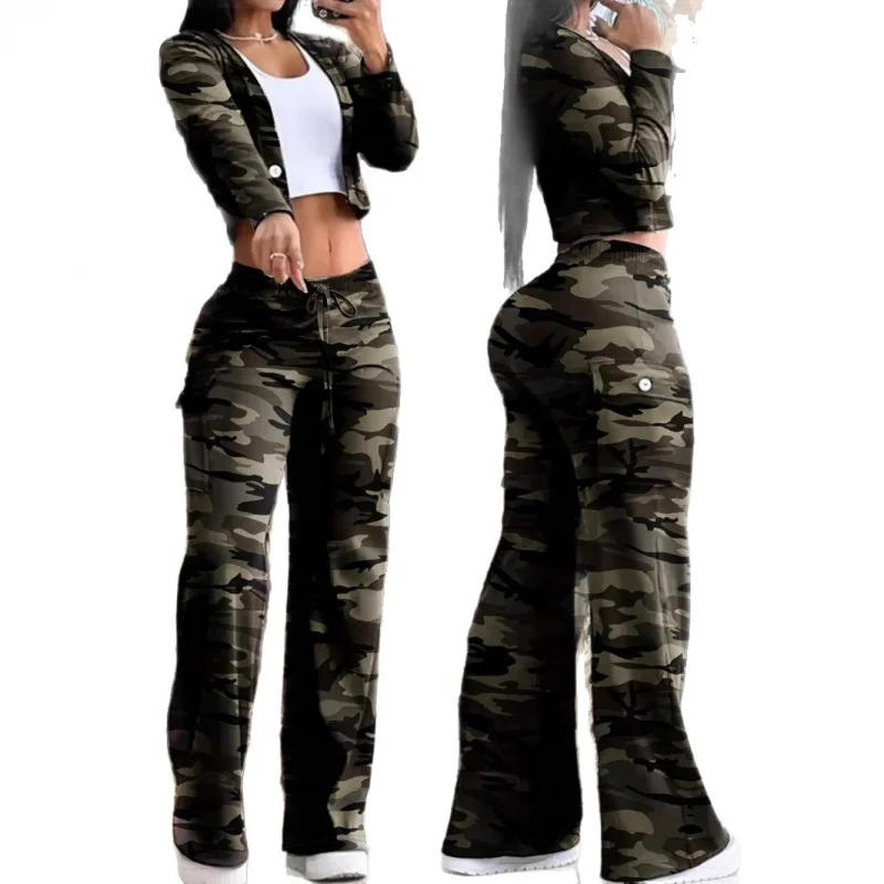 European and American New/Hiyin//Fashion Women's Cargo Wide-Leg Pants