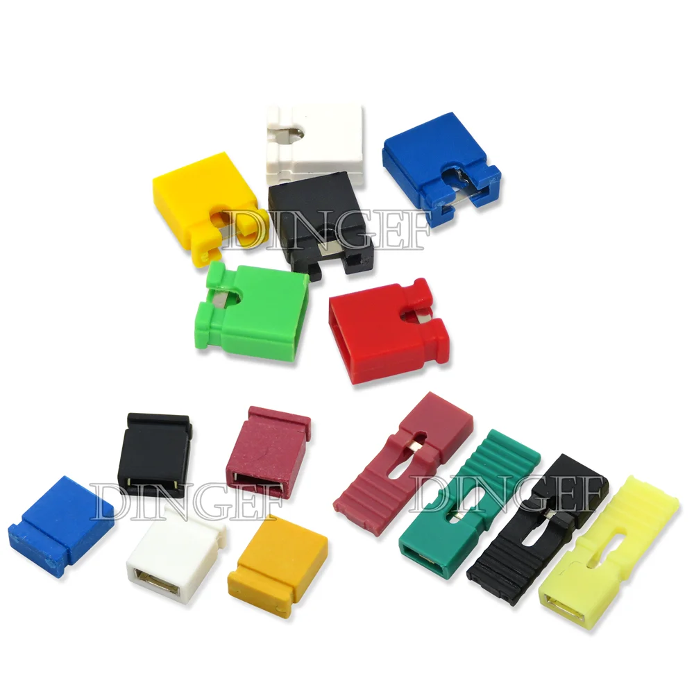 100PCS Pitch jumper shorted cap & Headers & Wire Housings 2.54MM SHUNT Black yellow white green red blue