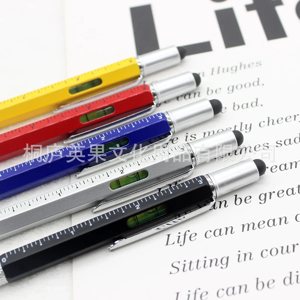 24pcs Multi-Function Screwdriver Level Ballpoint Pen Touch Screen Capacitor Head Scale Level Level Metal Pen