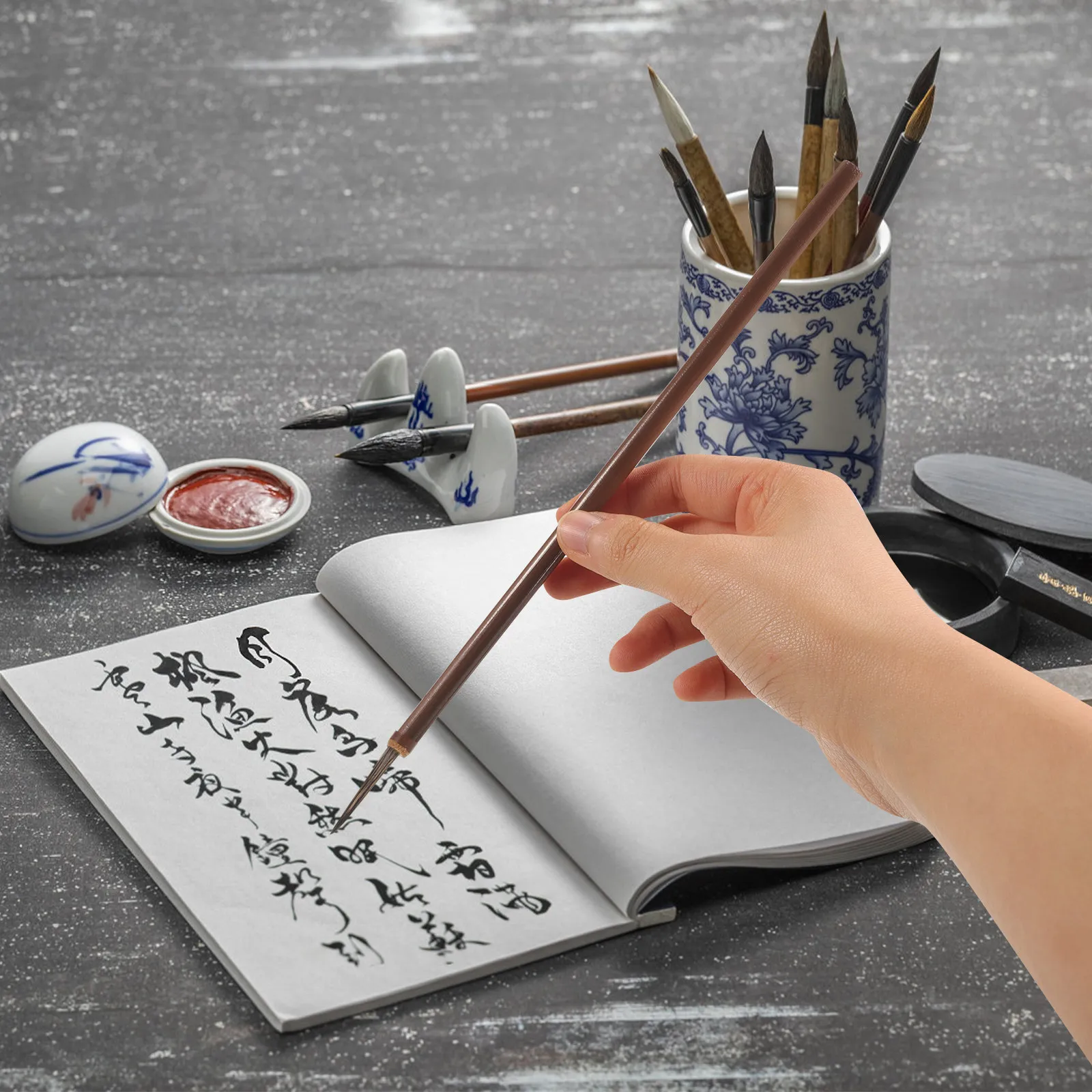 3Pcs Chinese Calligraphy Brush Set Premium Wood Handle Fine Bristle for Beginners Line Drawing Traditional Calligraphy Art