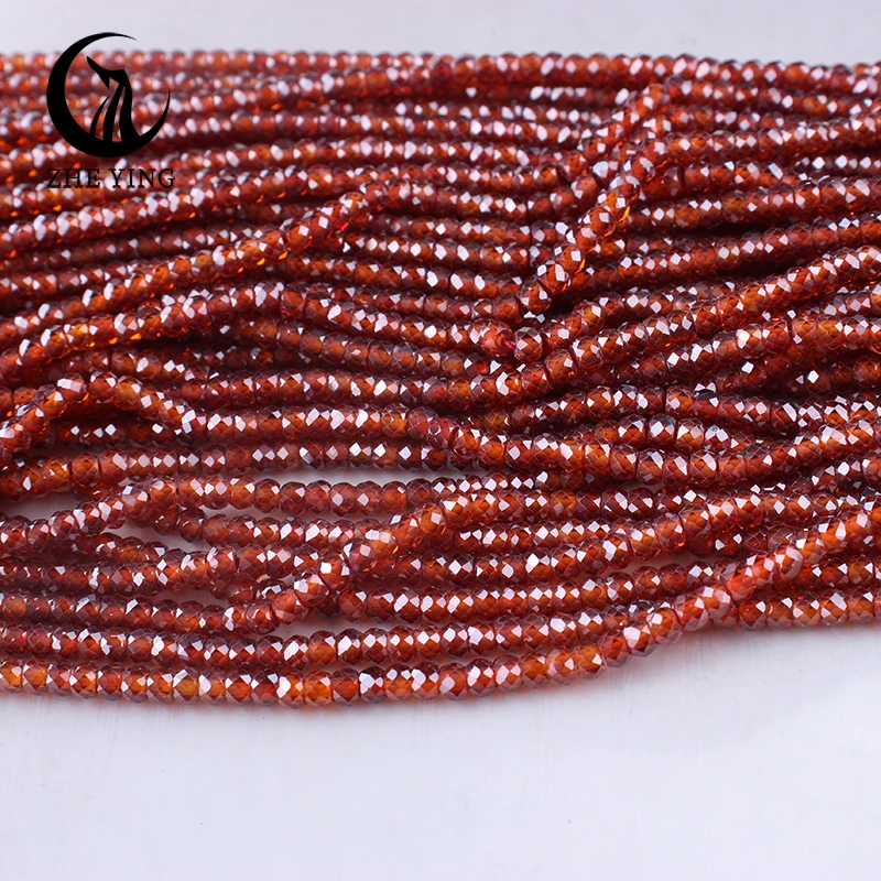 

10 strands/lot Zircon Beads Small Loose Faceted 2x3mm Garnet Cubic Zirconia Cz Stone Beads for Bracelet Necklace Keychain Making