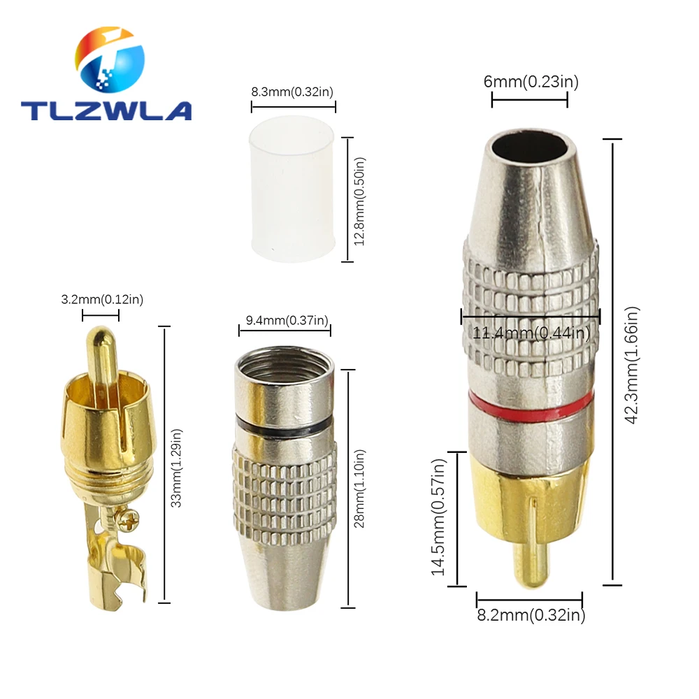 Conector de enchufe macho RCA de 4 piezas, sin soldadura, AV, Cable de bloqueo de Audio y vídeo, adaptador de solnura para cámara de seguridad CCTV