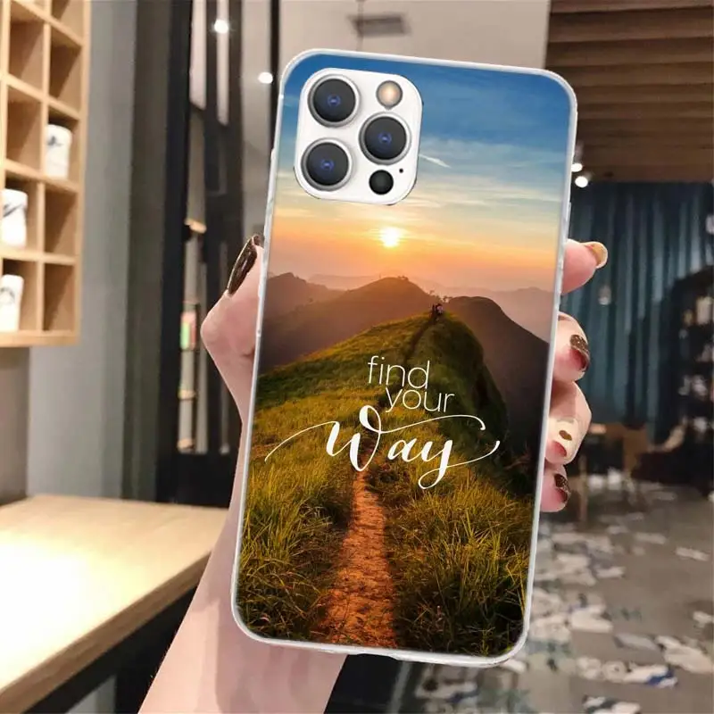 Travel Mountain Beach Proverb Soft Phone Case For iPhone 16 15 14 13 12 11 Pro Max X XR XS 7 Plus 8 + SE 2020 Pattern Customized