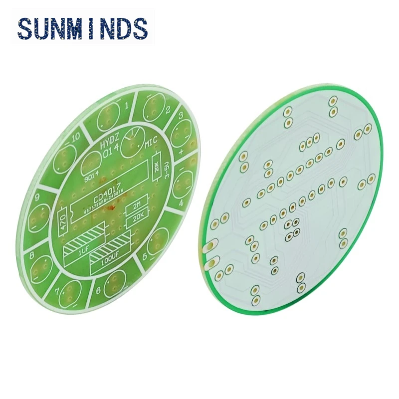 CD4017 التحكم الصوتي الدورية الملونة LED تعميم مجموعة مصابيح المياه DIY ميكروفون التحكم الإلكتروني في الصوت