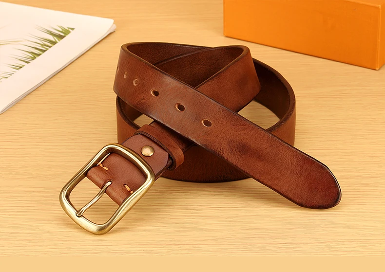 Vollnarbenledergürtel für Herren, 100 % italienischer Gürtel aus echtem, massivem Leder, lässiger Jeansgürtel, 5 mm dick, robuster Arbeitsgürtel für Herren – Detail 14