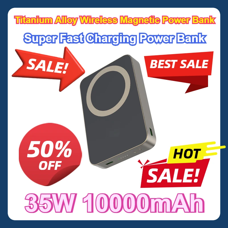 

Super Fast Charging Suitable For IPhone 16 35W Power Bank Titanium Alloy 10000MAh Wireless Magnetic Power Bank