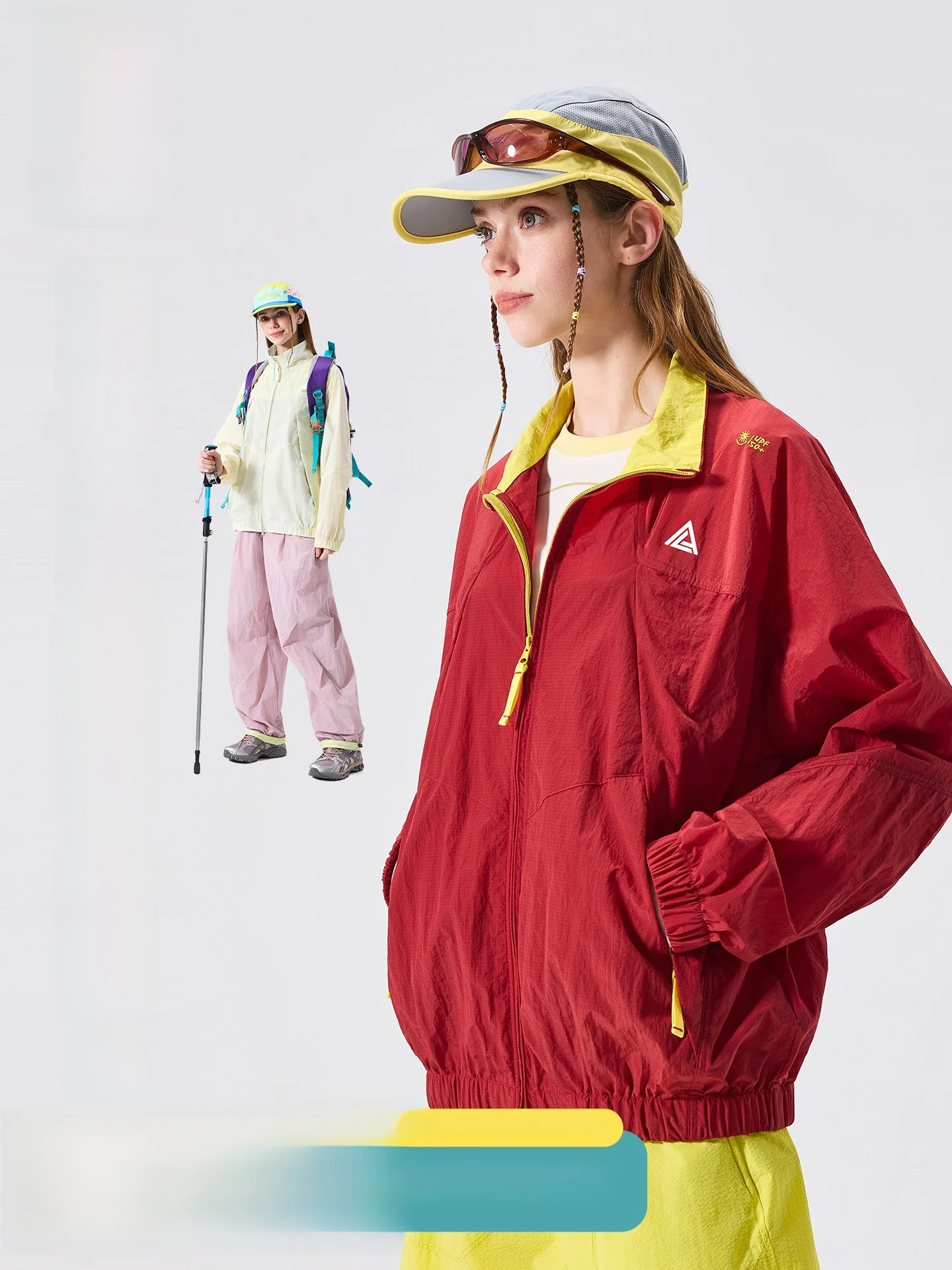 LAZY DAY Outdoor Women's Loose Fit Stand Collar Jacket Sun Protection Quick Dry Water Resistant Splice Design Fashionable Sum...