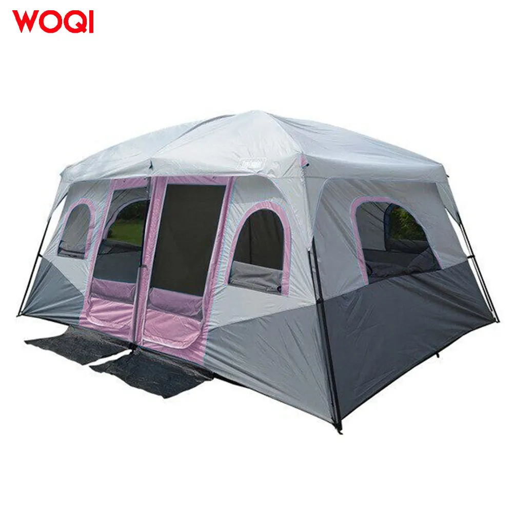 WOQI Customized Ultra Light 4-10 Person Double Layer Nylon Waterproof Mountaineering Camping Large Backpack House Tent