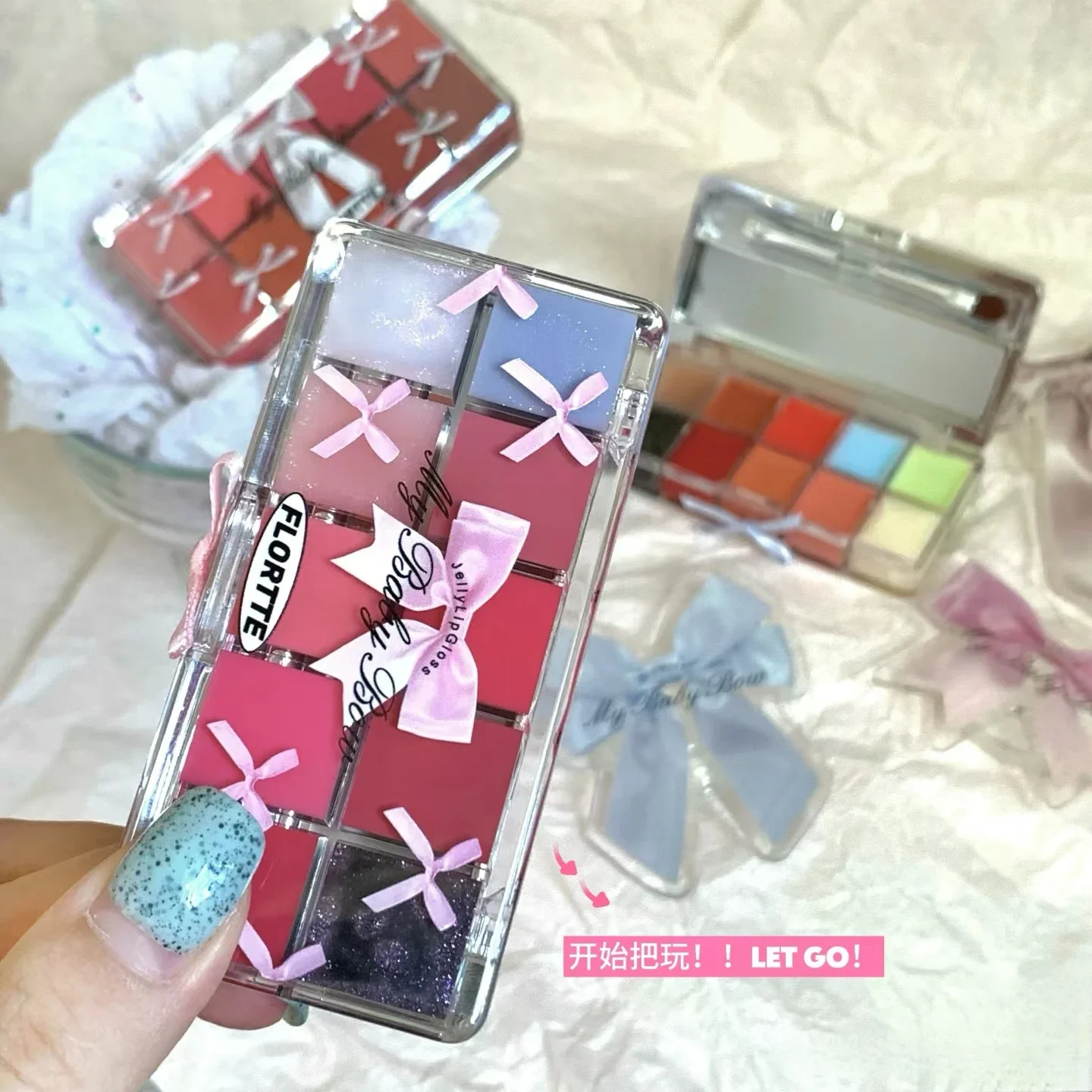 

FLORTTE Peng Princess Jelly Lip Gloss Ten Color Toned Lip Frozen Plate Red Lip Glaze Palette