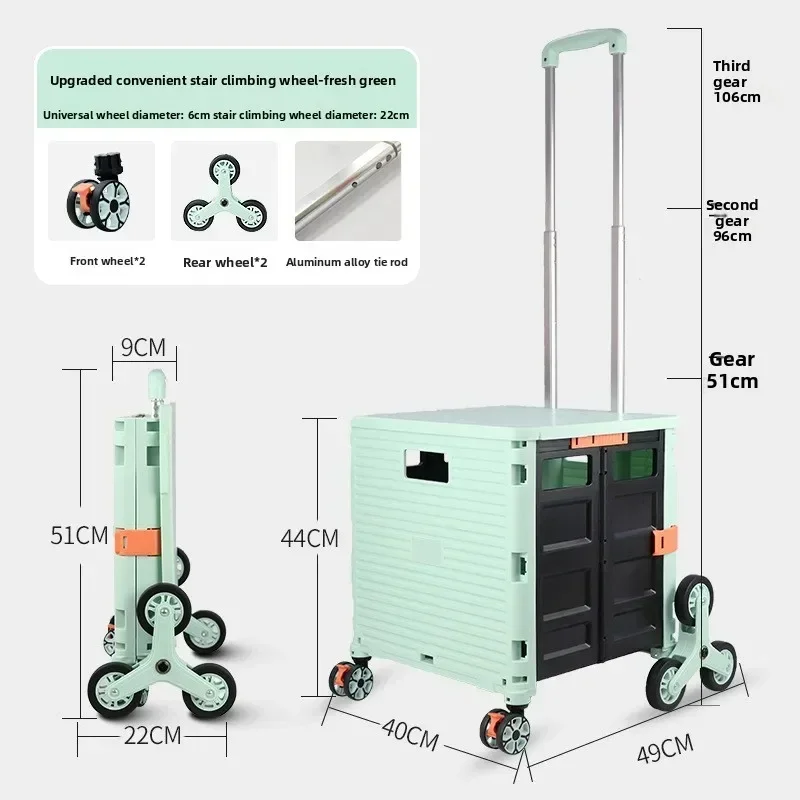 Minimalist New Folding Shopping Cart, Small Pull Cart, Shopping Cart, Family Cart With Cover, Can Sit On The Staircase, Camper