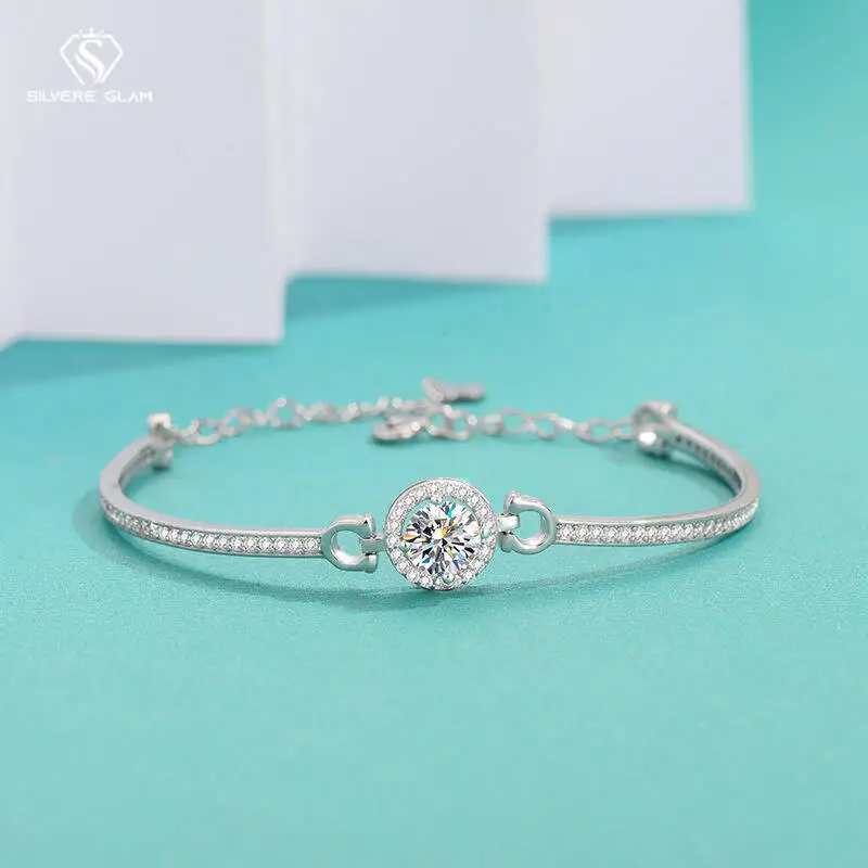 

SG 1 карат Муассанит Стерлингового Серебра 925 пробы Браслет Для Женщин Moebius Браслет-Цепочка Циркон Муассанит Ювелирные Изделия Подарок D VVS1